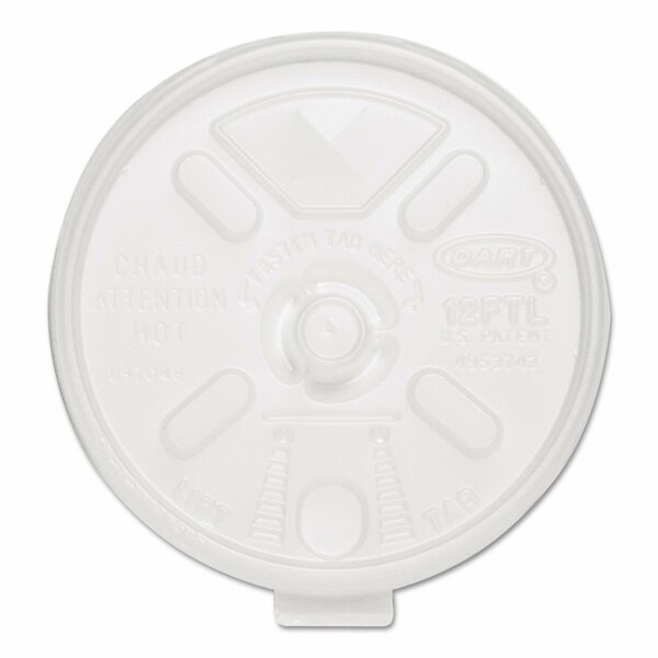 Dart Liftn'Lock Lids, 10-14oz Cups, Translucent, PK1000 12FTLS